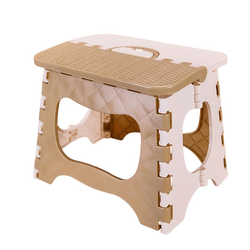 Portable Foldable Plastic Step Stool - Lightweight Durable Green Step Stool for Youngsters Adults, Indoor Outdoor Use, Compact Foldable Design with Ergonomic Handles, Portable Step Stool | Foldable Stool | Durable Plastic Stool