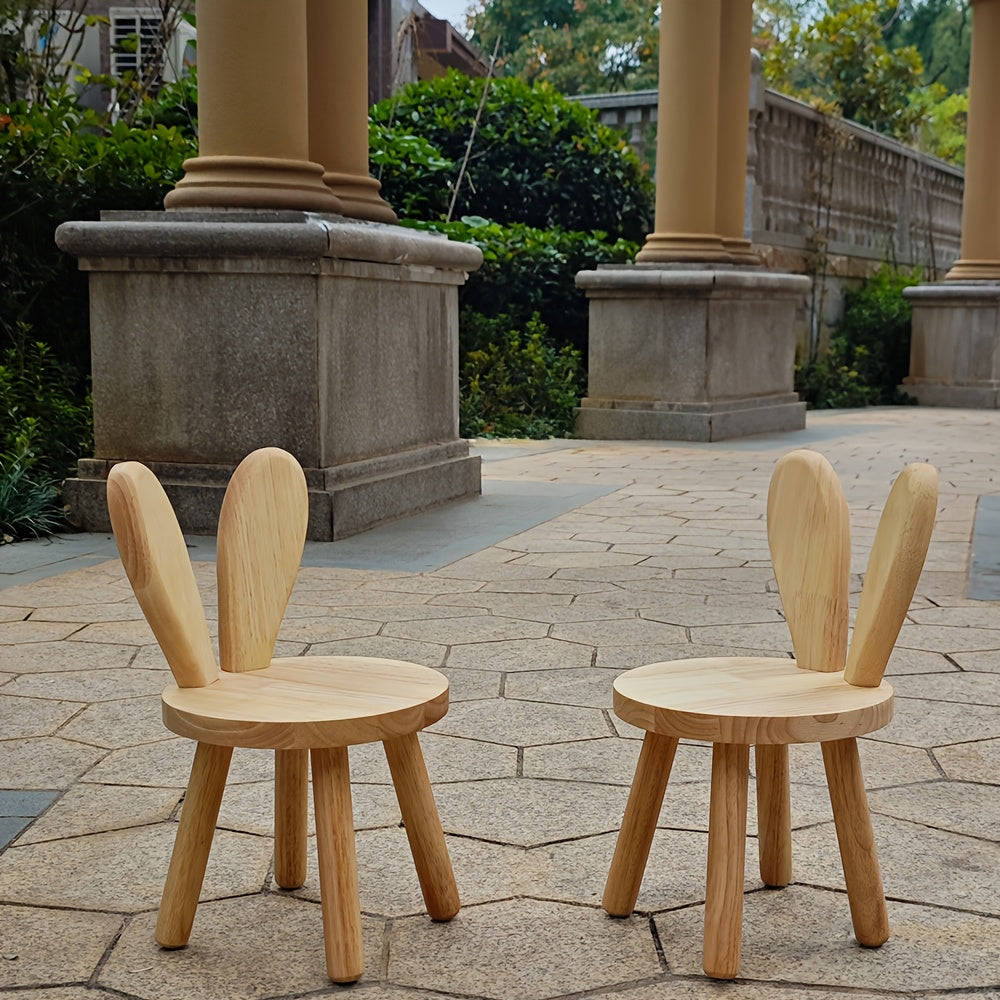 Chic Solid Wood Rabbit Ear Stool - Perfect for Shoe Changing, Living Room & Home Decor | Ideal for Parties & Entertainment