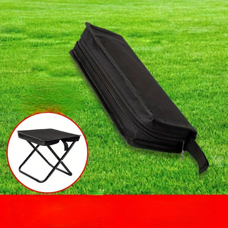 1pc Durable Iron Square Folding Stool, 265 lbs Load Capacity, Compact Design with Zippered Storage Pouch, Ideal for Outdoor Camping and Fishing, Camping Accessories